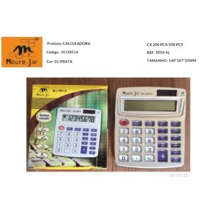 MJ3801A CALCULADORA MEDIA   8/DIGITS / COR PRATA