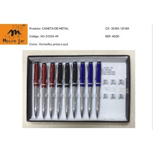 MJ21924-49 CANETA ESFEROGRAFICA RETRATIL CORPO METAL---CX:600PÇS/MIN:60PÇS-MUL:12PÇS    