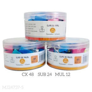 MJ-G24737-5 CLIPS PARA  PAPEL 32MM CX 48 PÇS SUB 24 PÇS MUL/12