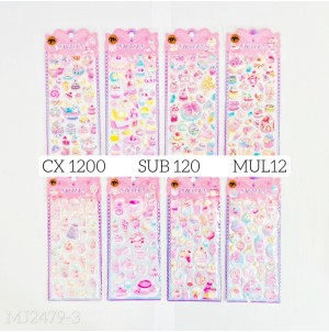 MJ2479-3 CARTELA ADESIVA COM DESENHOS. CX1200 PÇS SUB 120 PÇS MUL/12