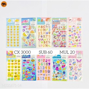 MJ21671-14 CARTELA ADESIVA COM DESENHOS. CX 3000 PÇS SUB 60 PÇS MUL/20