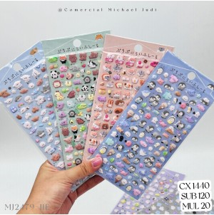 REF:AX-MJ2479-11E.  CARTELA ADESIVA DE PAPEL, COM DESENHOS.-CX:1200PÇS/SUB:120PÇS-MUL/20PÇS