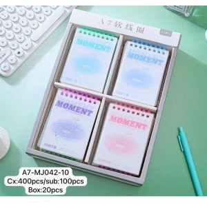 REF:A7-MJ042-10  BX20P/C CADERNO.------- CX:400PÇS/MIN:100PÇS-BOX/20PÇS