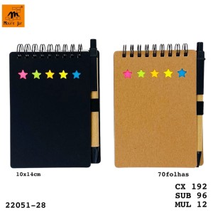  CADERNO MJW22051-28  -70 FOLHAS 10X13CM   CX MASTER :192 SUB 96PÇS- MUL/12