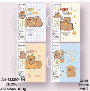  REF: A4-MJ-S210-54 CADERNO DE DESENHO CAPIVARA ----------------- CX:96PÇS/MIN:48PÇS-MUL/24PÇS