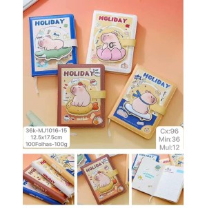 AGENDA COM FECHAMENTO EM IMÃ CAPIVARA REF: 36K-MJ-1016-15 -------- CX:96PÇS/MIN:36PÇS/MUL:12PÇS