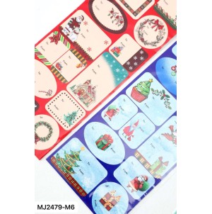 REF: MJ2479-M6 CARTELA ADESIVA DE PAPEL, COM DESENHOS NATALINOS ----------- CX:1200PÇS/SUB:120PÇS-BOX:12PÇS   